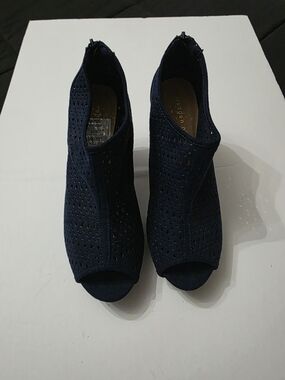 Madden Girl Navy Perforated Peep-Toe Booties